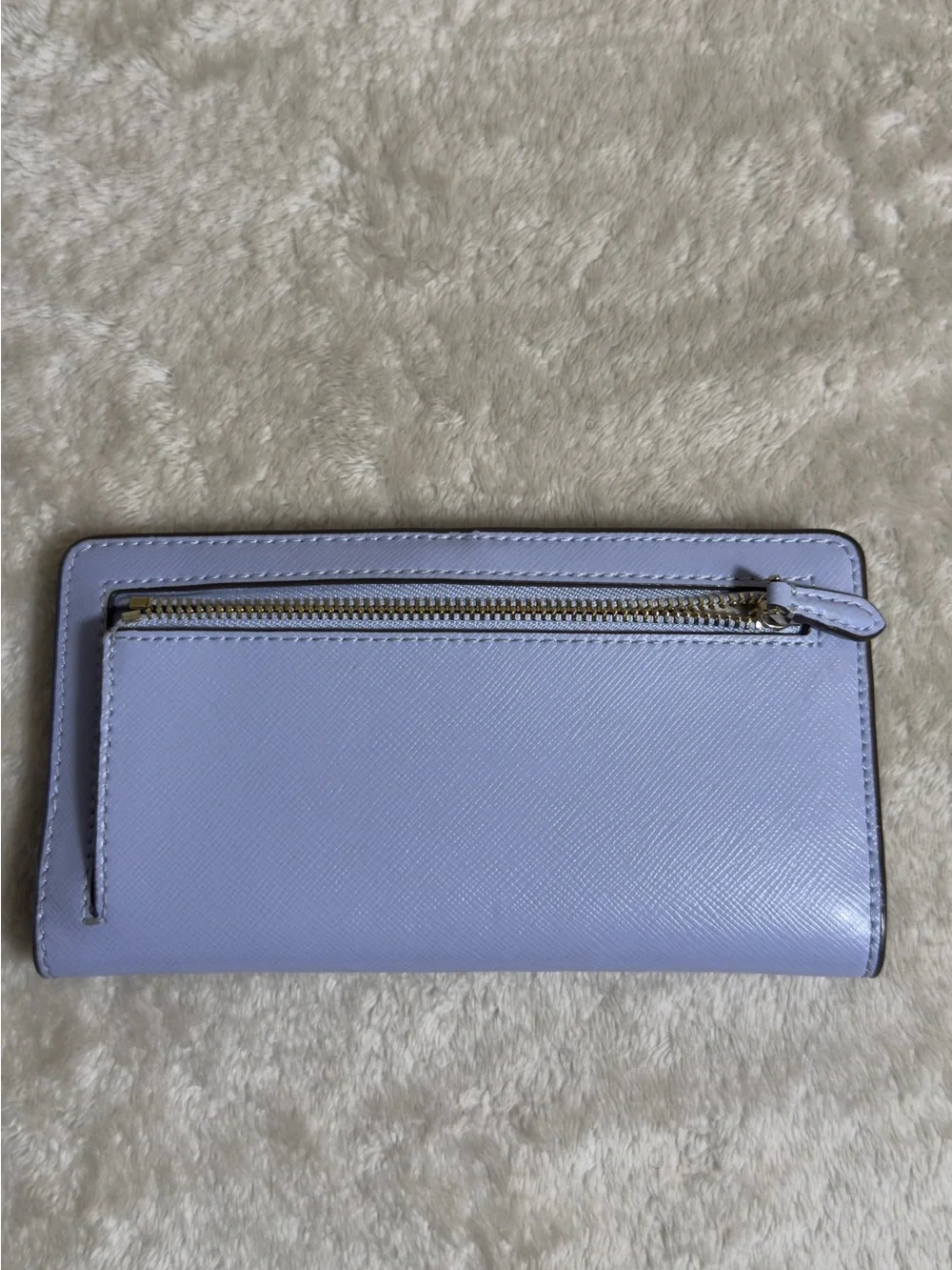 Kate Spade Lilac Staci Saffiano Leather Large Slim Bifold Wallet Light Purple